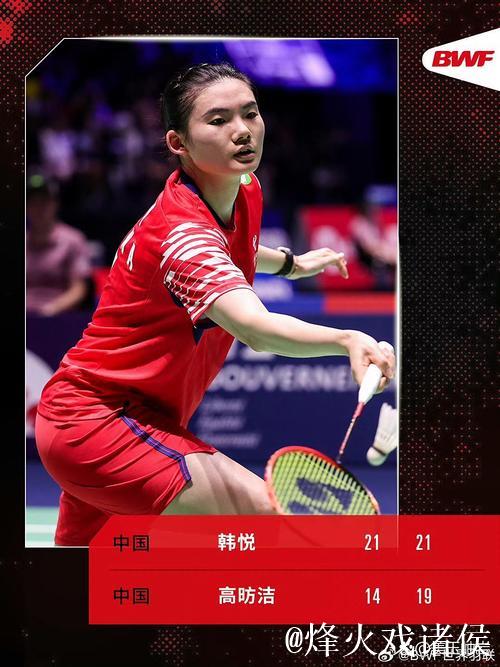 羽毛球世锦赛：韩悦直落两局击败高昉洁，晋级八强对阵山口茜